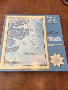 Heritage Outer Banks Map Puzzle in Blue and Cream